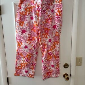 Lilly Pulitzer Women's Floral Pants - Pink, Orange, and White